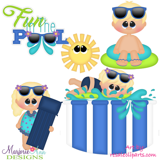 Fun In The Pool EXCLUSIVE SVG Cutting Files Includes Clipart - Click Image to Close